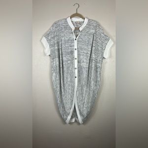 9-H15 STCL S Cardigan Hugs You Button Down Woman’s Grey Short Cuffed Sleeve Knit